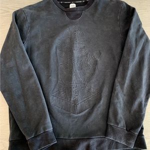 Opening Ceremony XL Black Hand Cube Embossed Sweatshirt Crew Neck OC Charcoal